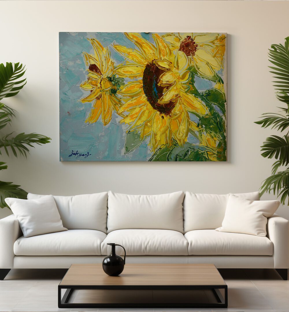Bright and vibrant SUN FLOWER CANVAS, FLORAL FLOWER PAINTINGS that enhance any space with cheerful elegance.