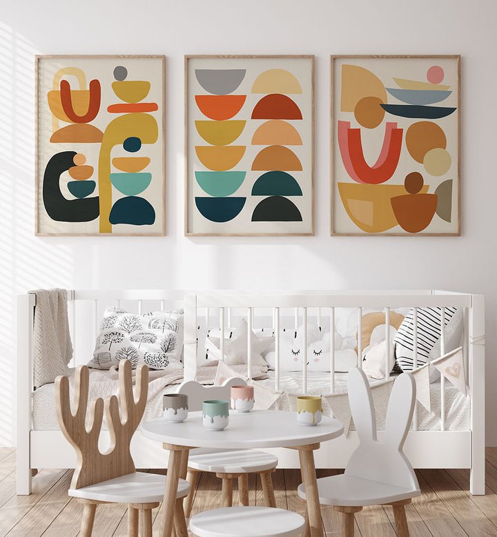 COLORFORM TRIO , SET OF 3 PAINTINGS