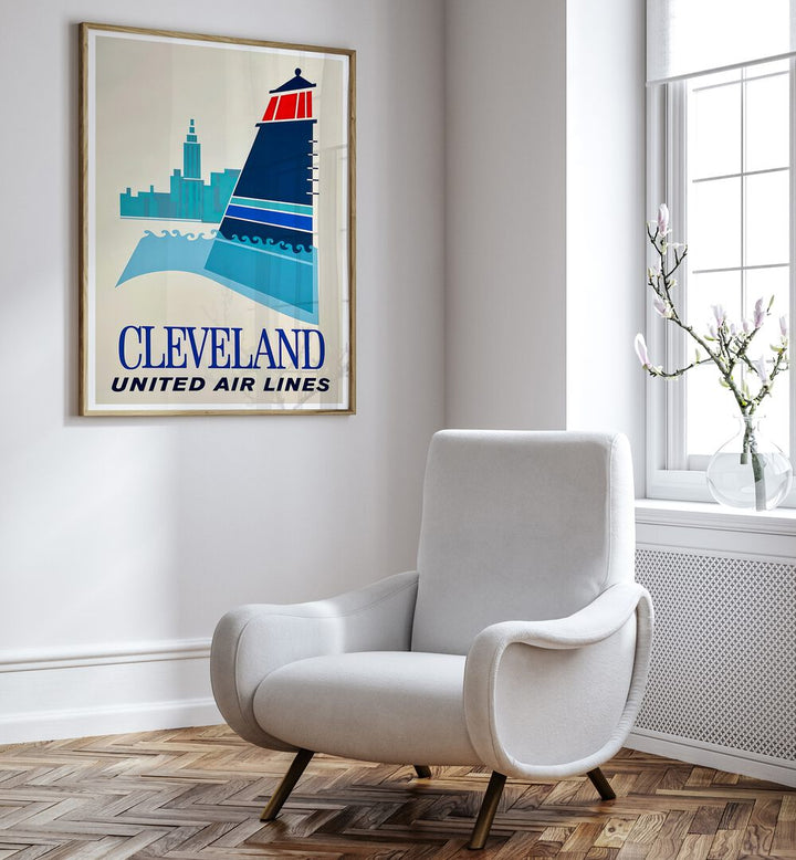 CLEVELAND AIR LINES, VINTAGE TRAVEL POSTERS enhance your space with nostalgic air travel art in a stylish setting.