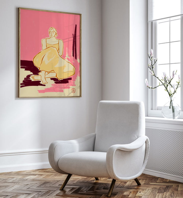 Brighten your space with PINK DREAM, VIBRANT art prints featuring a stylish figure against a vivid backdrop.