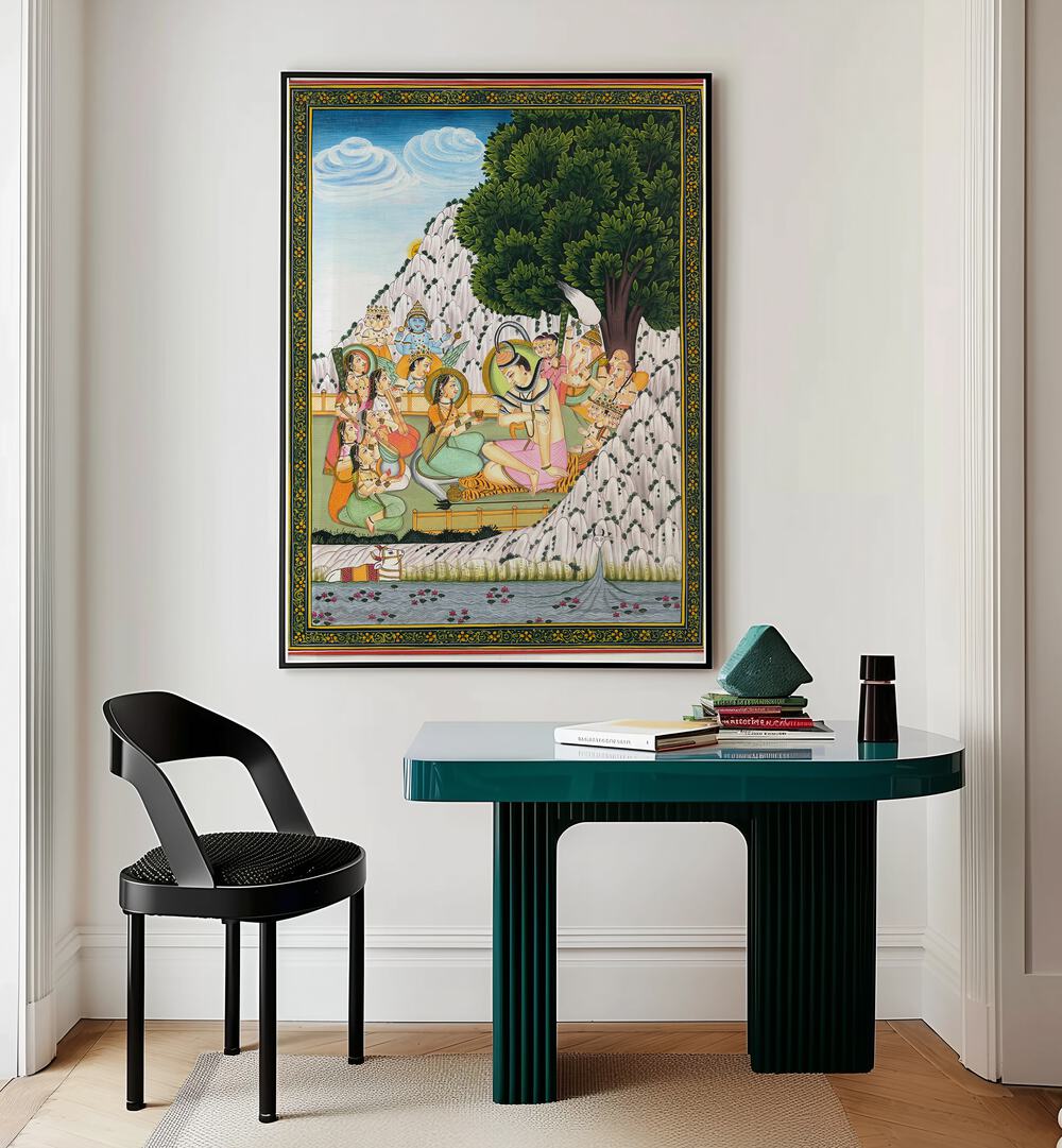 LORD SHIVA TAKING BHANG, INDIAN ART PAINTINGS showcases vibrant spirituality and cultural richness in your space.