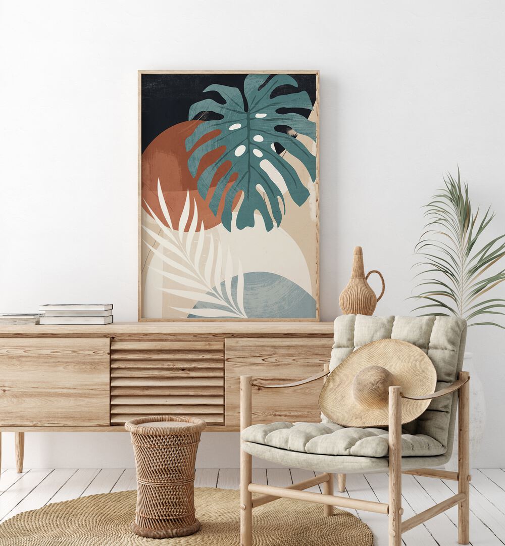 Elevate your space with ABSTRACT TROPICAL LEAVES II, BOHO ART PAINTINGS, featuring vibrant colors and modern aesthetics.