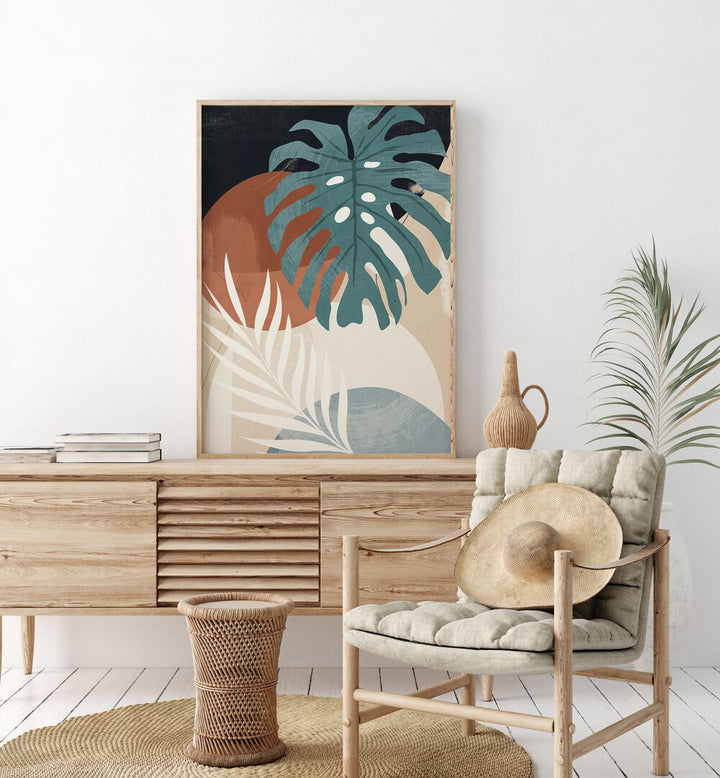 Elevate your space with ABSTRACT TROPICAL LEAVES II, BOHO ART PAINTINGS, featuring vibrant colors and modern aesthetics.