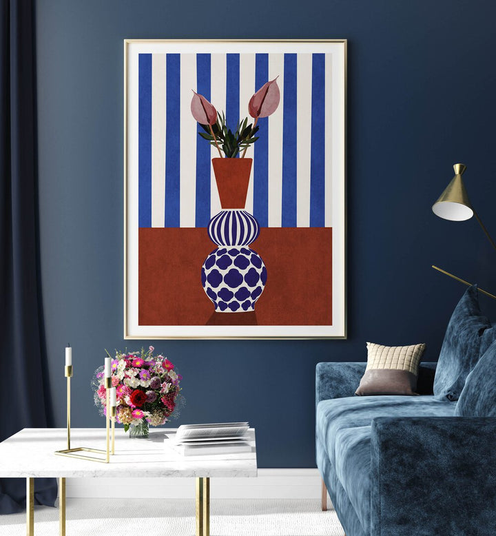 Brighten your space with FLOWER VASE II, BOHO ART PAINTINGS by Emel Tunaboylu, featuring vibrant colors and unique design.