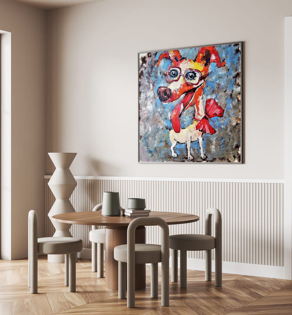 Bright and whimsical SMILING JACK RUSSELL , COMIC POSTERS add charm to any space, perfect for dog lovers and art enthusiasts.