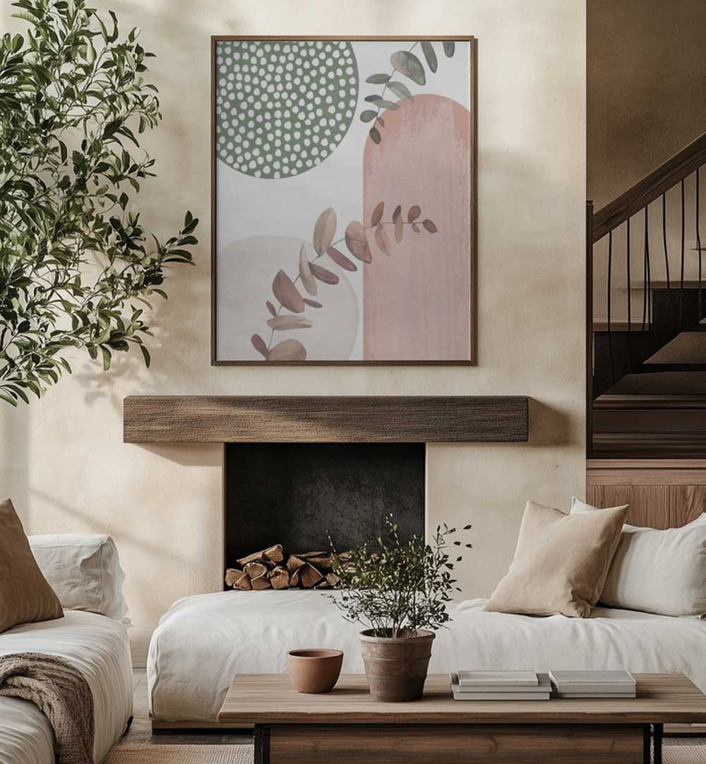 SAGE PINK III , BOHO ART PAINTINGS