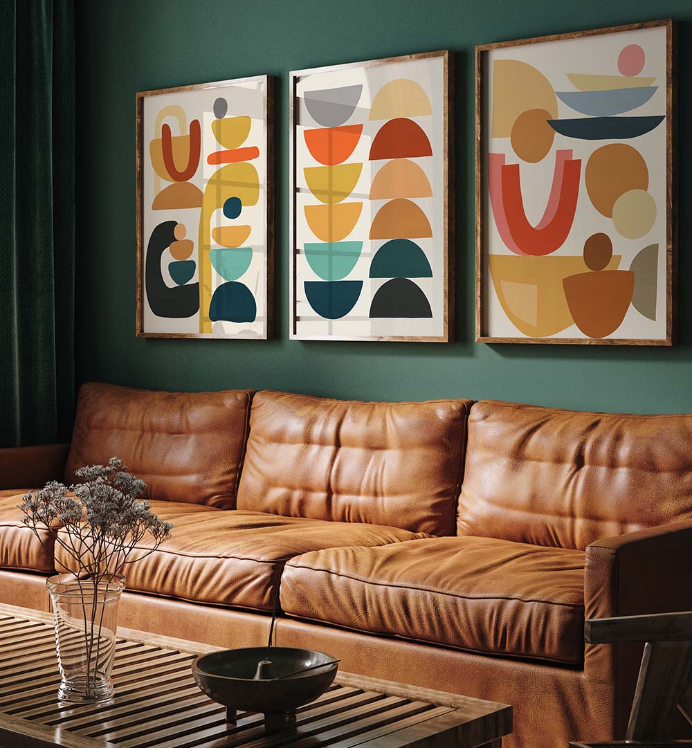 COLORFORM TRIO , SET OF 3 PAINTINGS