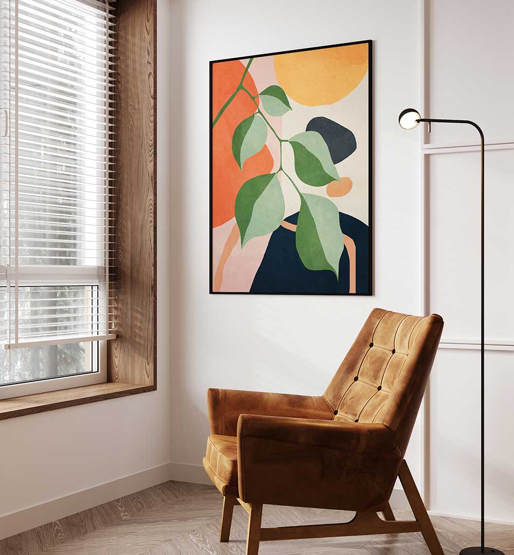 LEAFY ABSTRACTION , BOHO ART PAINTINGS