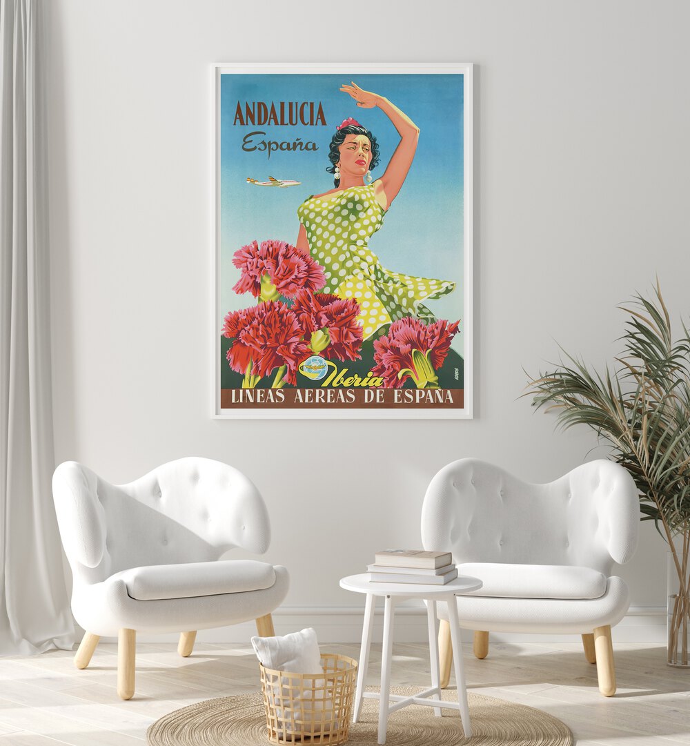 Experience the allure of southern Spain with ANDALUCIA ESPANA, VINTAGE TRAVEL POSTERS, showcasing vibrant cultural beauty.