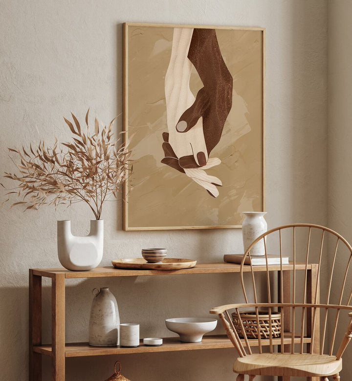 Elegant COLOUR-NITY, BOHO ART PAINTINGS showcasing hands in harmony, perfect for adding vibrancy to your space.