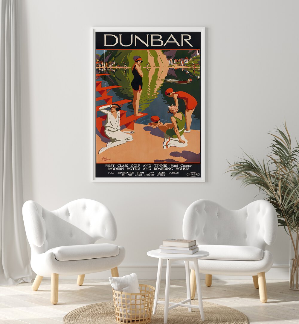 DUNBAR, VINTAGE TRAVEL POSTERS feature vibrant retro art, perfect for adding nostalgia to your decor.