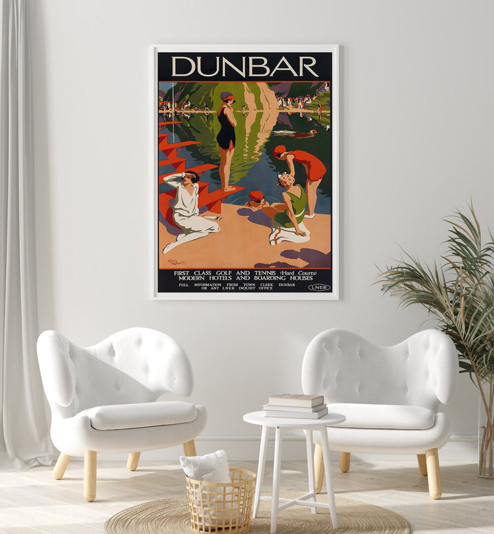 DUNBAR, VINTAGE TRAVEL POSTERS feature vibrant retro art, perfect for adding nostalgia to your decor.