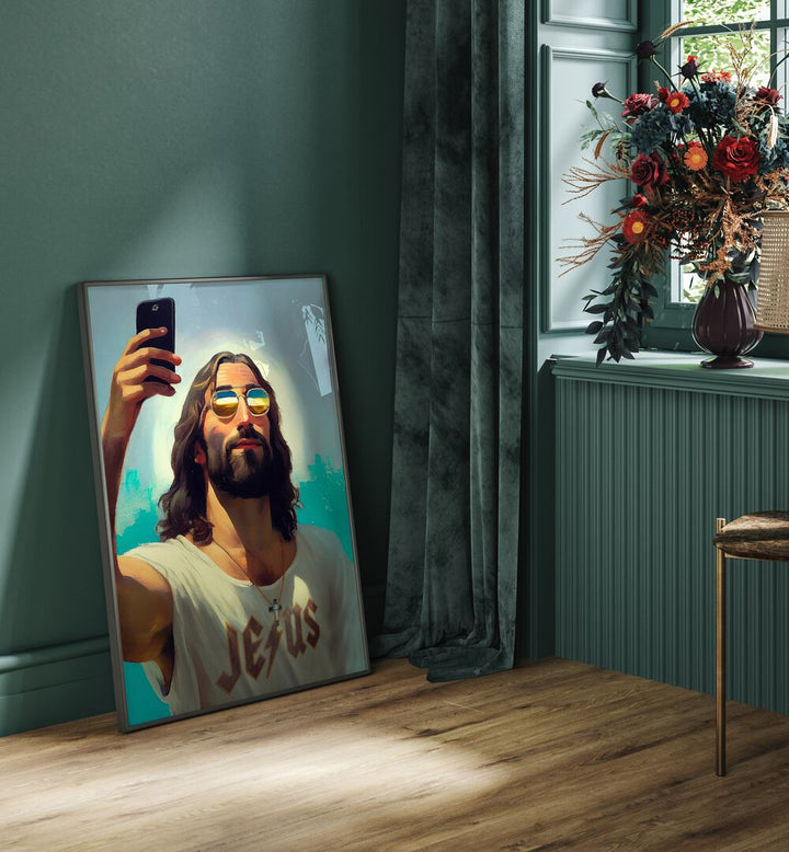 Captivating I AM JESUS, ALTERED ART PRINTS by Dikhotomy enhances your space with creativity and spirituality.