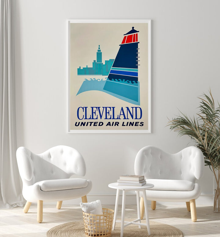CLEVELAND AIR LINES, VINTAGE TRAVEL POSTERS showcasing a retro design, perfect for any travel enthusiast's decor.