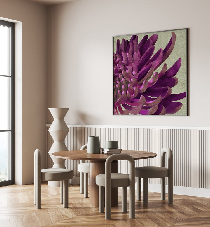 Charming CHRYSANTHEMUM PURPLE, FLORAL FLOWER PAINTINGS brighten modern interiors with vibrant hues and elegance.