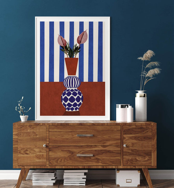 Transform your space with the FLOWER VASE II, BOHO ART PAINTINGS by Emel Tunaboylu, featuring vibrant colors and style.