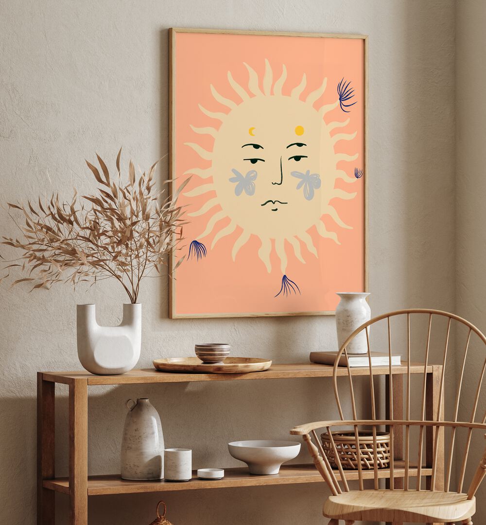 Brighten your space with the PINK SUN, VIBRANT art print, showcasing a stunning modern design and lively colors.