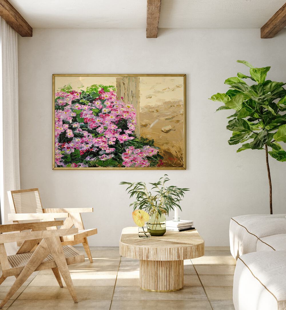 Vibrant WILD CHRYSANTHEMUM CANVAS, FLORAL FLOWER PAINTINGS brightening a stylish interior space. Perfect for decor.