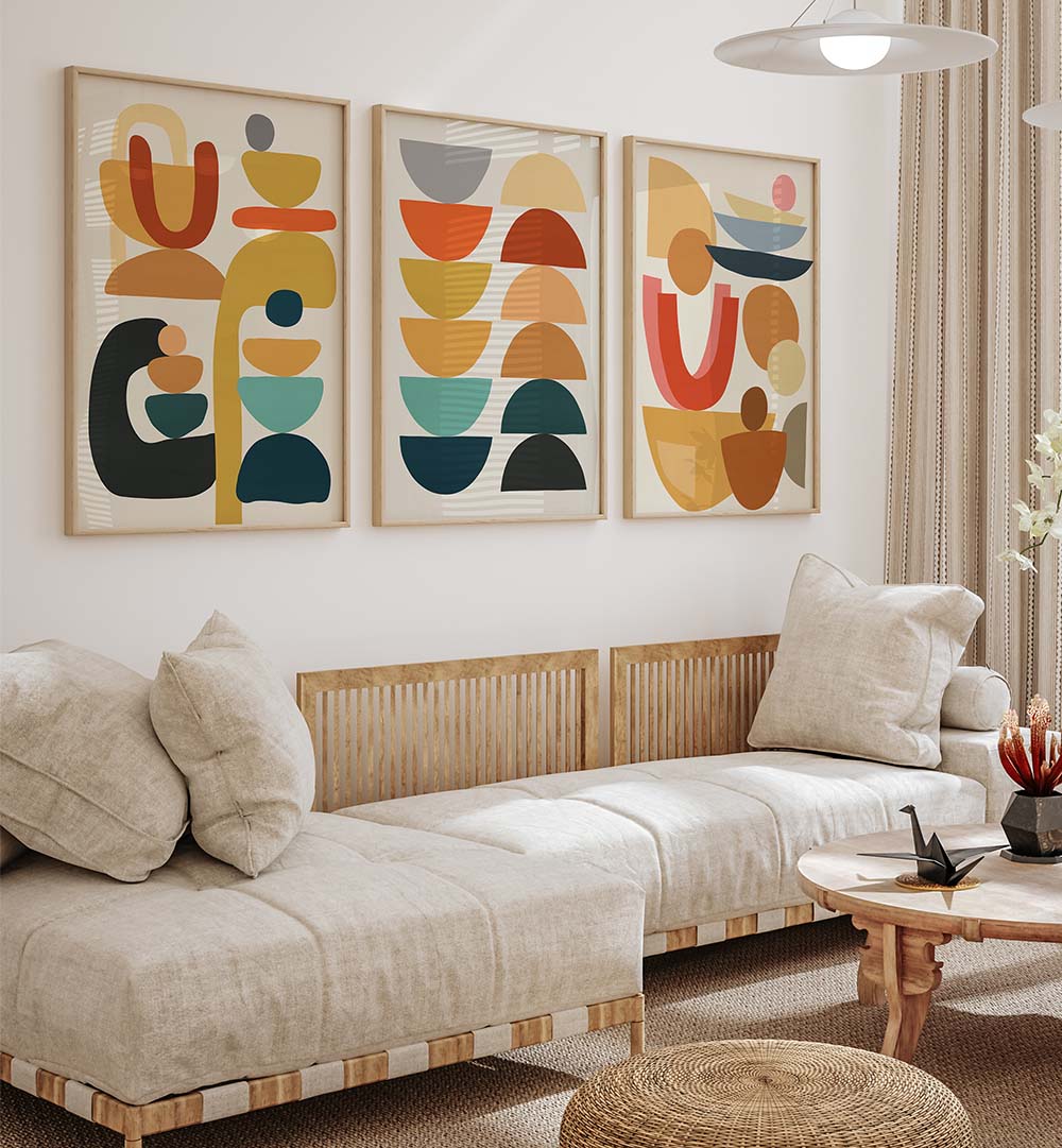 COLORFORM TRIO , SET OF 3 PAINTINGS