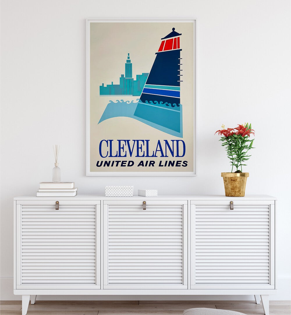 CLEVELAND AIR LINES, VINTAGE TRAVEL POSTERS showcase nostalgic travel art, perfect for any aviation enthusiast's decor.
