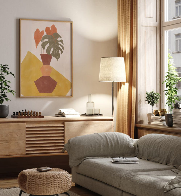 Transform your space with the BROWN FLOWER POT, BOHO ART PAINTINGS by Elena Ristova, showcasing nature's beauty.