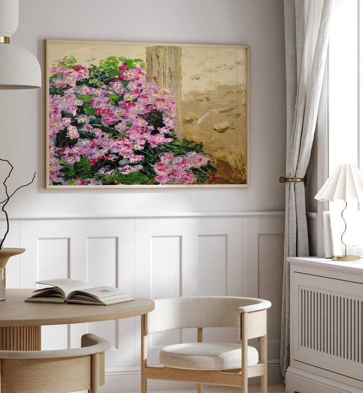 Vibrant WILD CHRYSANTHEMUM CANVAS, FLORAL FLOWER PAINTINGS enhancing a cozy interior space with elegant decor.
