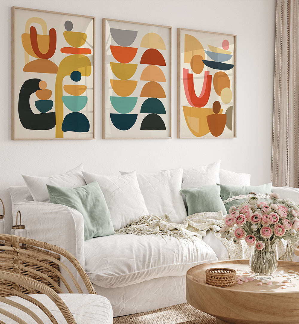 COLORFORM TRIO , SET OF 3 PAINTINGS