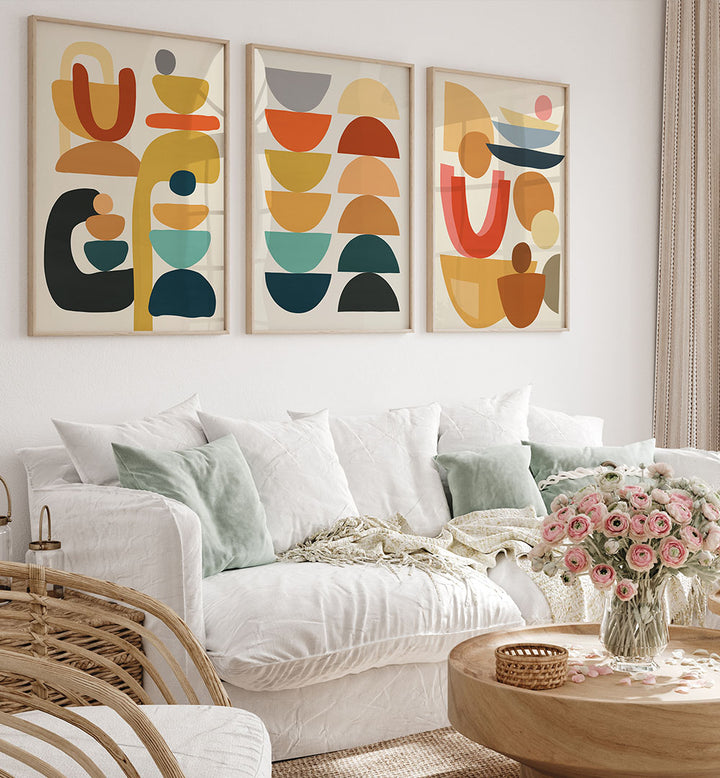 COLORFORM TRIO , SET OF 3 PAINTINGS