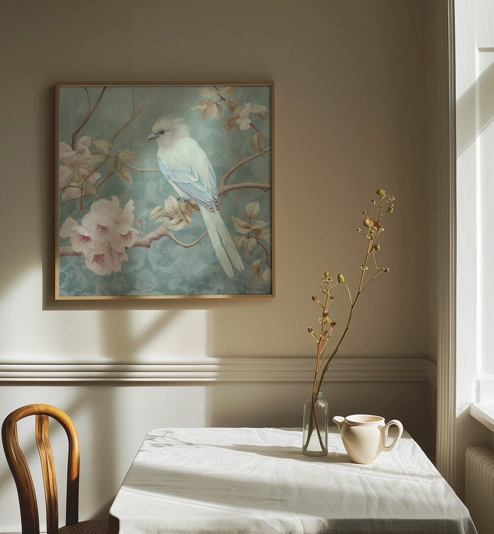Chinoiserie Bird V, Animal Paintings adorns a serene space with vibrant wildlife art and intricate floral details.