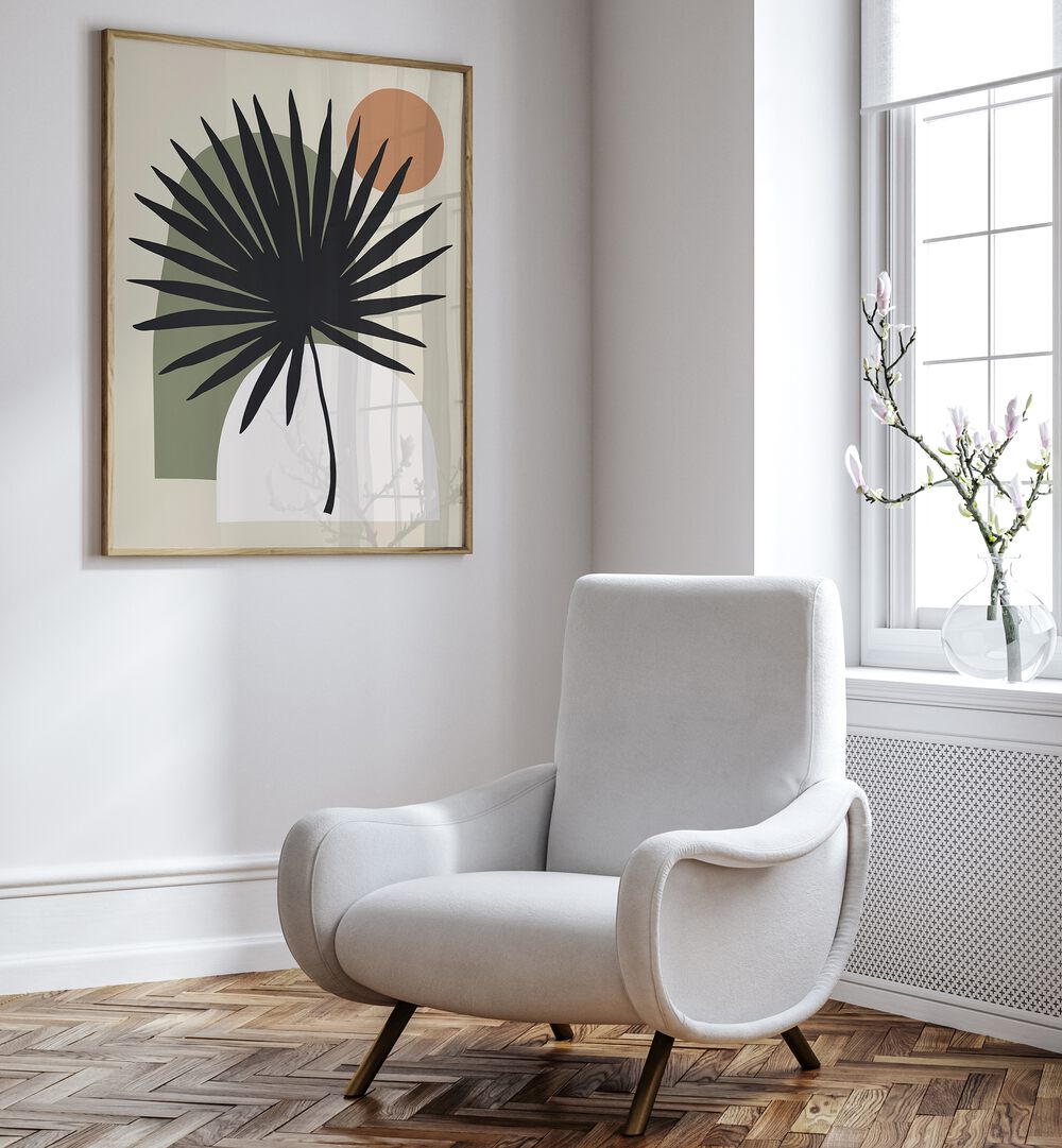 Stylish living room featuring COMPOSITION V, BOHO ART PAINTINGS that blend modern aesthetics with floral elegance.