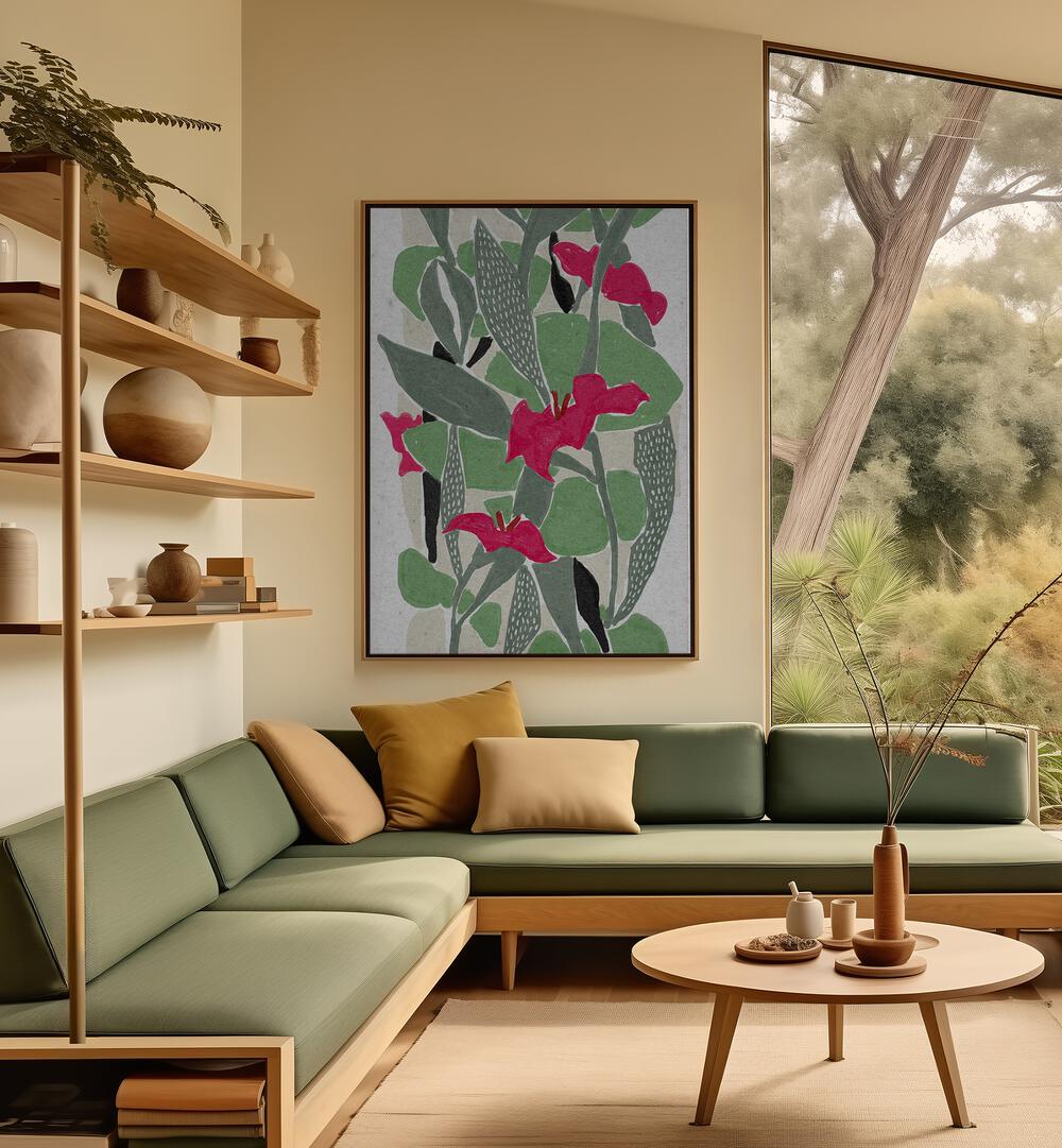 Vibrant FLORAL RHYTHM VI, FLORAL FLOWER PAINTINGS, enhances modern living spaces with stunning floral motifs.