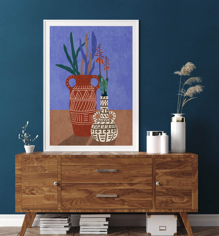 Stylish FLOWER VASE III, BOHO ART PAINTINGS by Emel Tunaboylu, perfect for enhancing your decor.