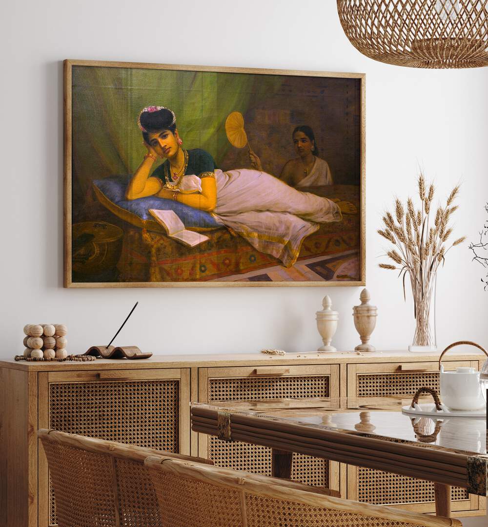 RECLINING WOMAN , INDIAN ART PAINTINGS