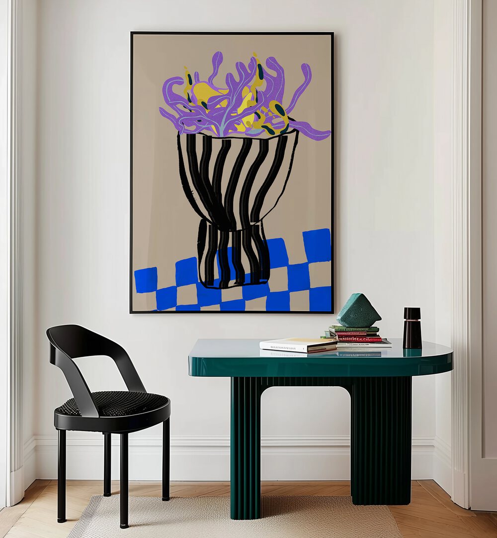 Elevate your space with our MODERN VASE, showcasing vibrant ABSTRACT PAINTINGS for a stunning décor statement.