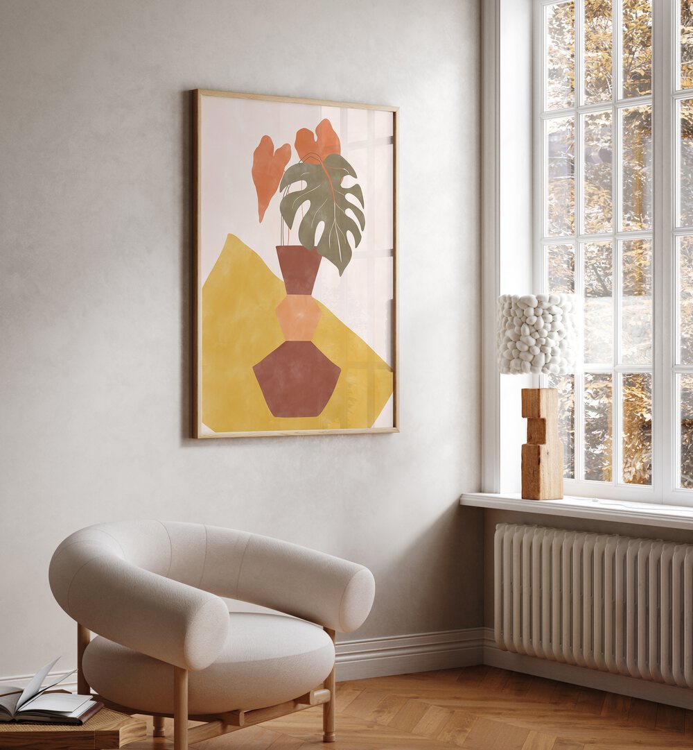 Transform your space with the BROWN FLOWER POT, BOHO ART PAINTINGS by Elena Ristova, showcasing nature's beauty.