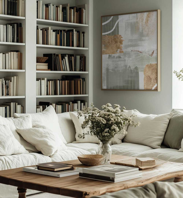 WHITE LINES ON GREEN II , BOHO ART PAINTINGS