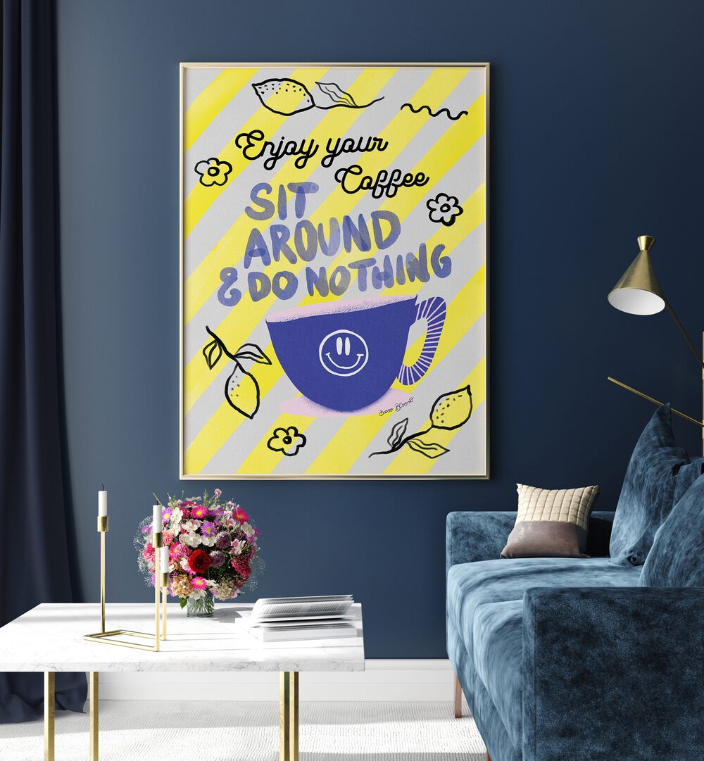Brightly colored ENJOY COFFEE, QUOTES AND TYPOGRAPHY POSTERS enhance any space, perfect for coffee lovers.