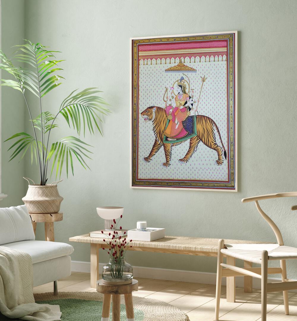 Exquisite MAA DURGA, INDIAN ART PAINTINGS showcasing vibrant colors and divine essence for your home decor.