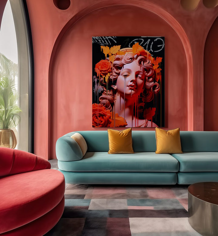 VANDAL PERSEFONE, ALTERED ART PRINTS by DIKHOTOMY showcases vibrant creativity in a stylish modern setting.
