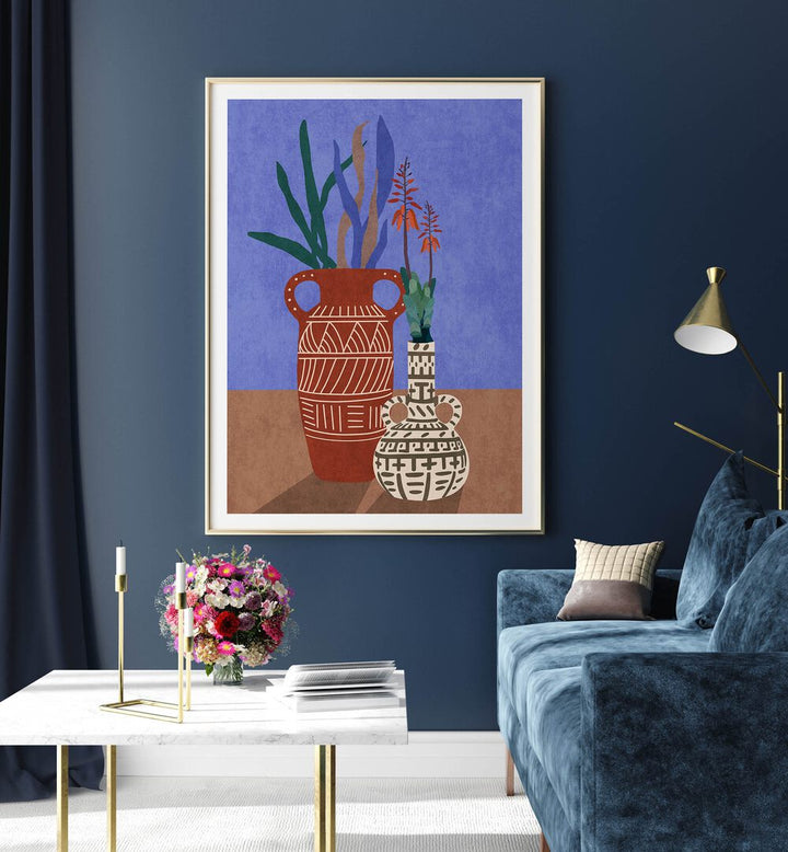 Elegant FLOWER VASE III, BOHO ART PAINTINGS by Emel Tunaboylu, perfect for enhancing your modern decor.