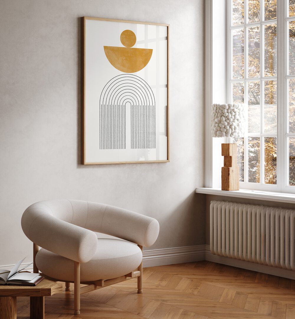 Stylish ARCH COMPOSITION VII, BOHO ART PAINTINGS by THE MIUUS STUDIO enhances modern interiors with abstract elegance.