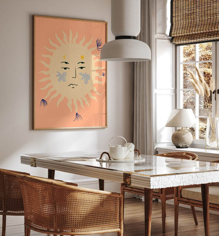 Brighten your space with the PINK SUN, VIBRANT art print, showcasing modern artistry and warm sunset hues.