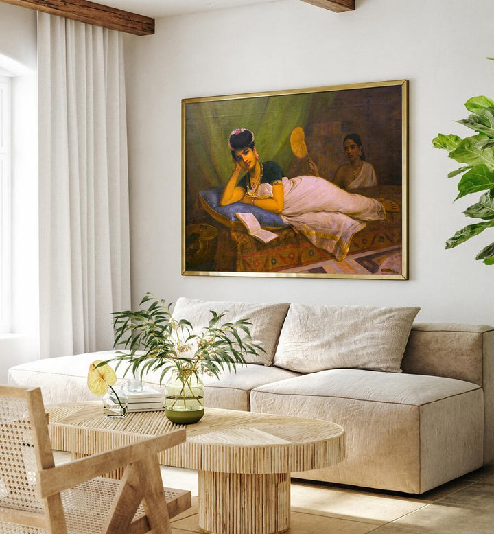 RECLINING WOMAN , INDIAN ART PAINTINGS