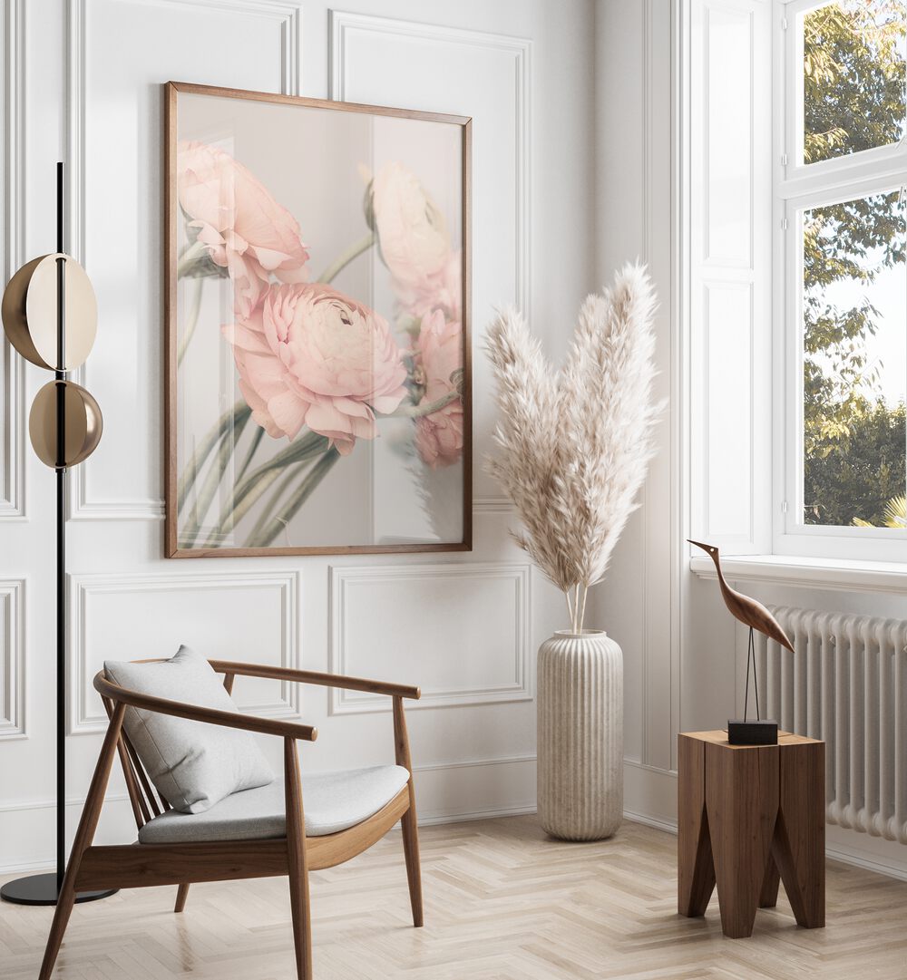 Elegant ROSE III, FLORAL FLOWER PAINTINGS displayed in a stylish interior, enhancing your home decor.