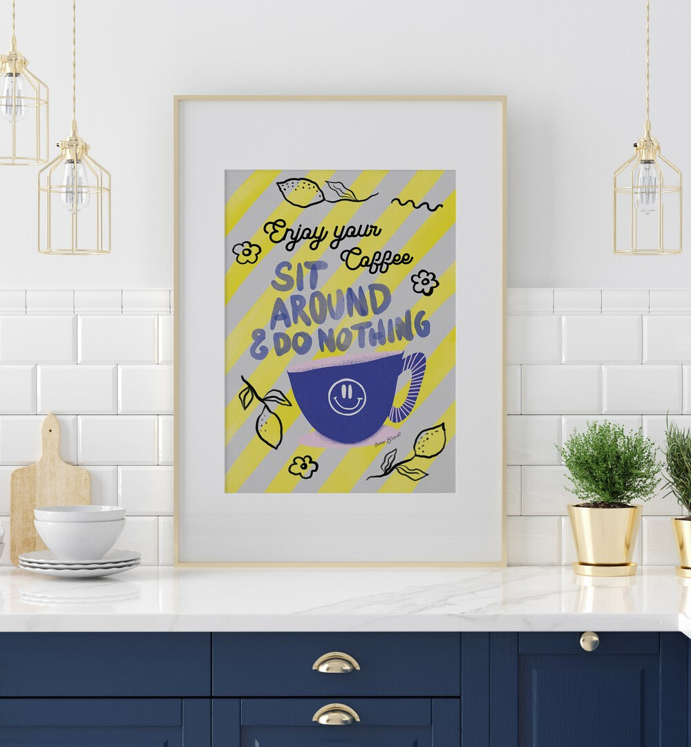 Brightly designed ENJOY COFFEE, QUOTES AND TYPOGRAPHY POSTERS perfect for coffee lovers' home decor.