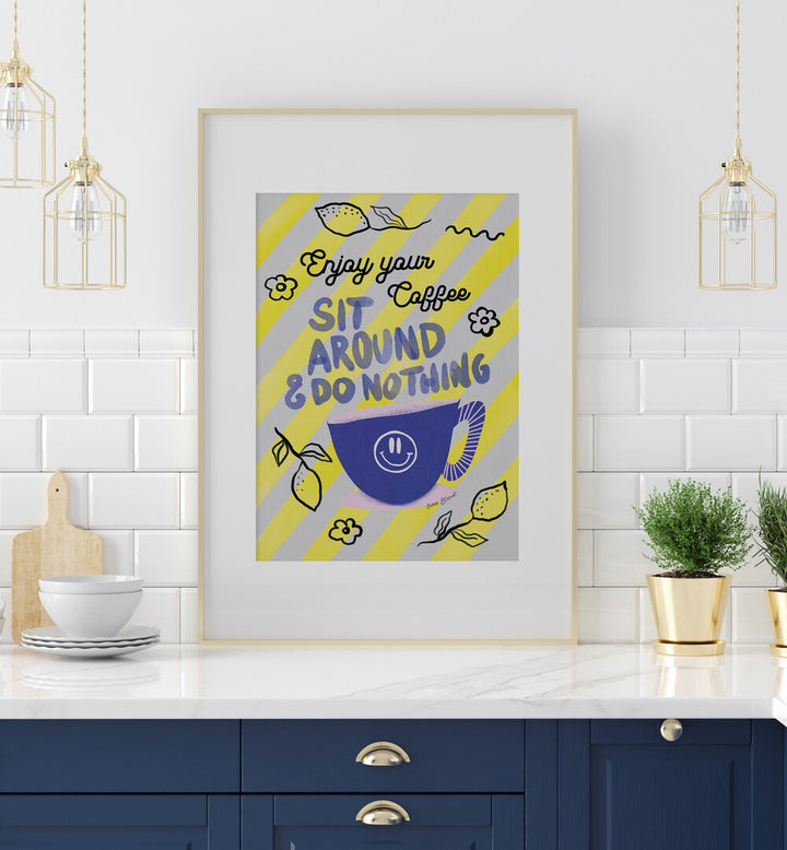 Brightly designed ENJOY COFFEE, QUOTES AND TYPOGRAPHY POSTERS perfect for coffee lovers' home decor.