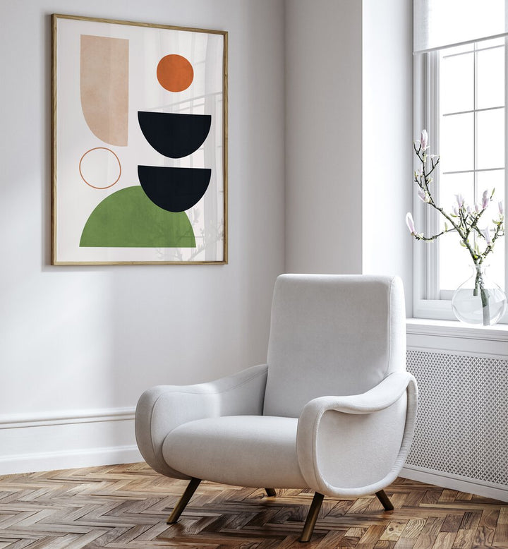 Stylish room featuring EXPRESSIVE CIRCLES X, BOHO ART PAINTINGS, perfect for enhancing creative spaces.