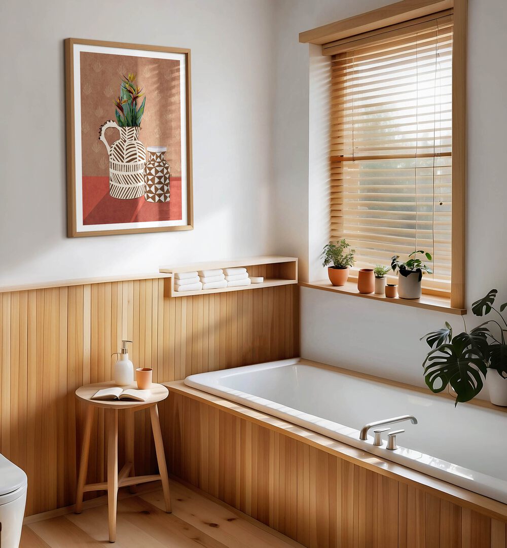 Vibrant FLOWER VASE IV, BOHO ART PAINTINGS by Emel Tunaboylu, enhancing modern spaces with elegance and color.