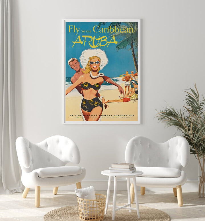 Vintage travel poster showcasing Aruba's beauty, perfect decor for any space. Discover our ARUBA I, VINTAGE TRAVEL POSTERS.