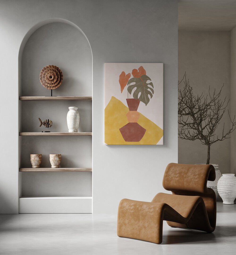 Transform your space with the BROWN FLOWER POT, BOHO ART PAINTINGS by Elena Ristova, showcasing nature's beauty.